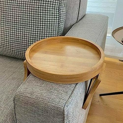 Cachpib Sofatablett rutschfest, Couch Ablage für Armlehne, Holz Couch Tablett Armlehne, Faltbarer Clip On Sofatablett für Essen Getränke TV-Fernbedienung Snacks Tassen Zeitschriften