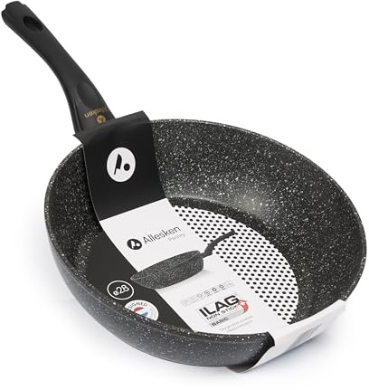 Allesken Pfanne Induktion 28cm - Ilag Basic Antihaft Pfanne für alle Herdarten - Bratpfanne Beschichtet mit Hitzebeständigem Griff - Aluminium Induktionspfanne Beständig gegen Kratzer und Abrieb