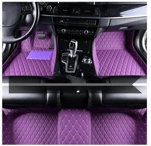 Fußmatten Auto-Fußmatten für Hyundai i20 GB IB für MK2 2014-2019 Rutschfester Luxus-Lederteppich Anti-Schmutz-Pad Automatte komplettes Set Autofußmatten(LHD Purple)