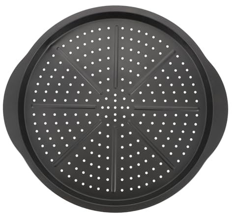 Ciieeo Molde Para Pizza Perforado De Acero Al Carbono Bandeja De Horno Antiadherente Con Orificios Para Hornear Pizza Pastel y Pancake Resistente y Fácil De Limpiar