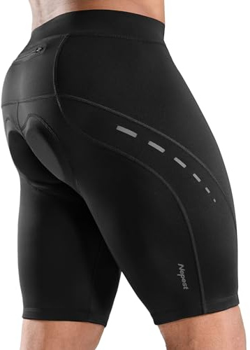 Nepest Fahrradhose Herren Gepolstert, Reflektierend Radlerhose | Radhose Herren Kurz, 4D Stoßdämpfung Polster, Elastischer Bund, Anti-Rutsch-Beinhalter, Cycling Shorts for Men, Rennradhose