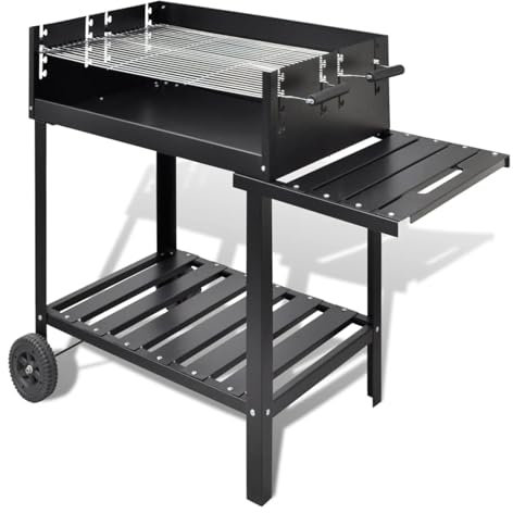 Gecheer BBQ Grill Säulengrill Standgrill Kohlegrill Barbeque mit 2 Rädern
