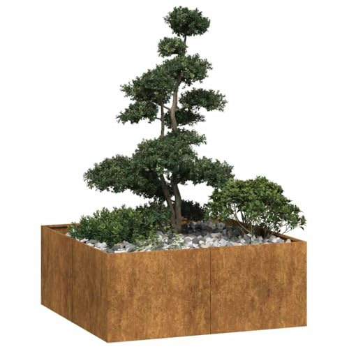 Homgoday Fioriera Arredo Fioriera Arrugginita 100x100x40 cm Acciaio Corten Esterno Balcone Giardino