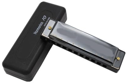 Erwachsene Mundharmonika 10-Loch-Blues-Mundharmonika Musikinstrument Blues-Mundharmonika(Black)