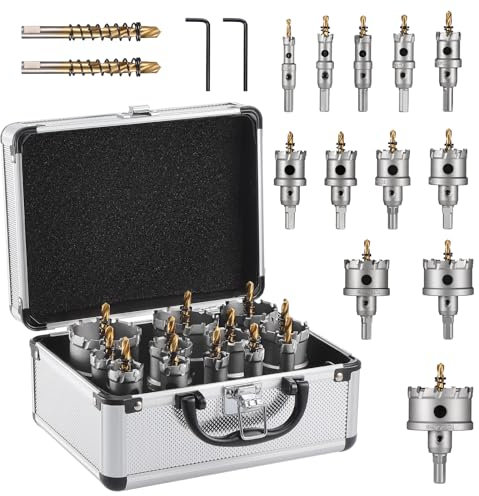HSEAMALL 12-teiliges Lochsäge-Set für Metall | Hochleistungs-Bohrer für Edelstahl, Eisen, Alu, Holz & Kunststoff | 14-54mm Präzisionsbohrer mit 25mm Tiefe (Industriequalität)