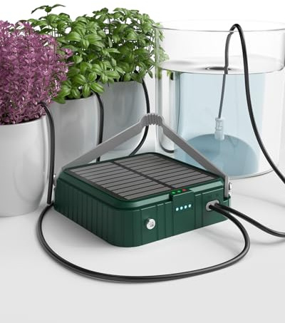 Système d'irrigation goutte à goutte solaire pour jardin, kit d'arrosage automatique pour plantes en pot, balcon, lit de plantes et serre, kit d'irrigation de jardin (vert)