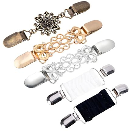 5 Stück Pullover Clips Vintage, Strass Broschen Damen Elegante Schalverschlüsse, Kragen Clips für Strickjacken & Hemden Retro Cinch Clip, Kleider Clip für Damen