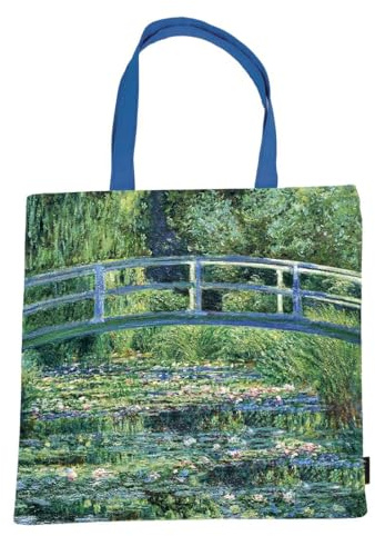 Fridolin Claude Monet Brücke über Teich Art Shopping Bag stabile Stofftasche