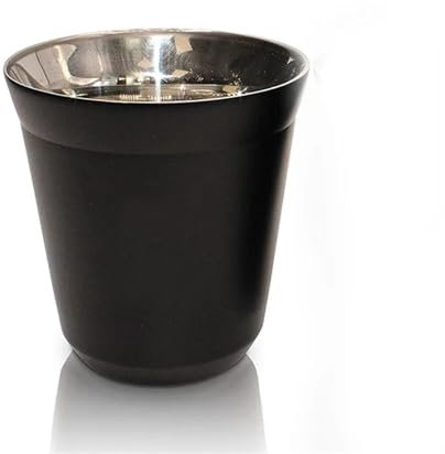 Tazzine da caffè in acciaio inox a doppia parete isolate sottovuoto, resistenti al calore, infrangibili, tazza piccola (nero, L)