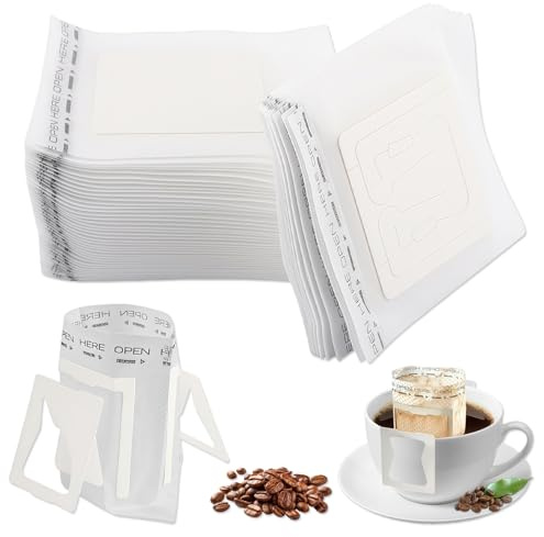 100 Stück Ohr Kaffeefilter Papierbeutel, Drip Coffee Kaffeebeutel Bag 9 X 7.4 cm, HäNgende Ohrtropf Kaffeebeutel, Tragbarkeit Drip Coffee Bag Kaffeefilter Tasse Kaffee für Reisen, Camping, Haus, BüRo