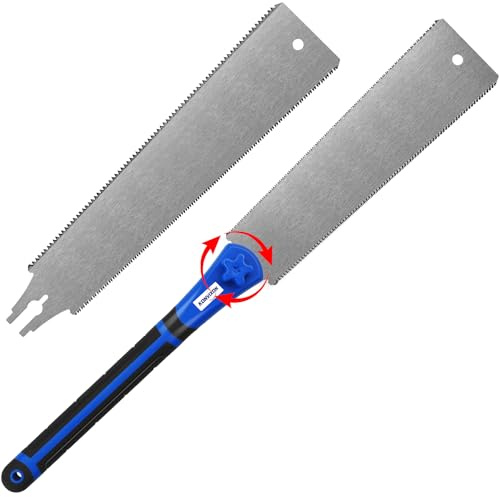 Konvixon Japanese Pull Saw Set 9.5 & 11.5 Double Edge Flush Cut Saw, Flexible SK5 Ryoba Replaceable Blades 14/18 & 7/11 TPI, Non-Slip Ergonomic Handle, Japanese Hand Saws for Woodworking Tools