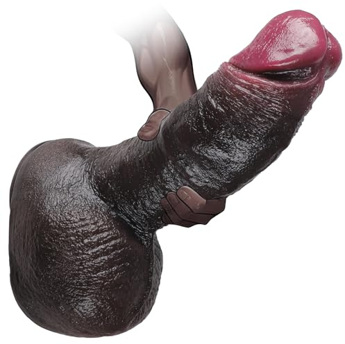 Realistic Dildo Adult Sex Toys - Huge Soft Silicone Anal Dildo Male Sex Toys with Strong Suction Cup Big Thick Black Dildos Anal Toys for Women Couples G Spot Anal Play