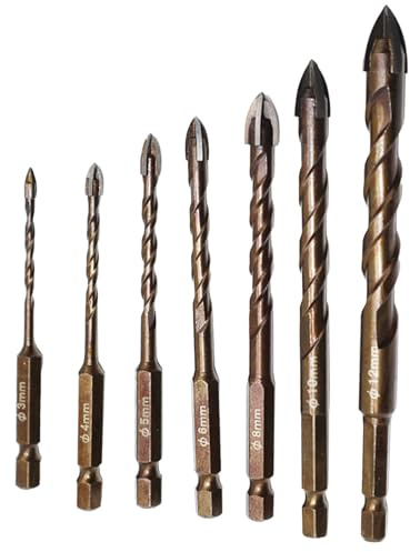 Xijobido Juego de Brocas para Hormigón,Juego de Brocas para Azulejos | 7 Piezas Punta Precisión para Aluminio Granito Pared Seca Cerámica Porcelana