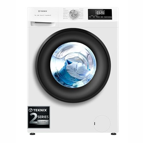 Teknix 7kg Freestanding Washing Machine – Quick 15/30/49 Min Wash, A Energy Rated, Durable Inverter Motor, Slim Depth, Quiet Spin - TK2W714HW