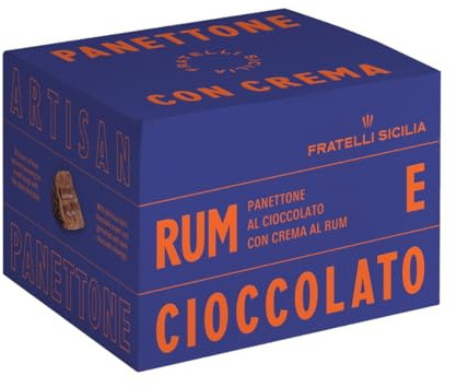 Panettone Artiginale Fratelli Sicilia Rum e Cioccolato Scatola da 750 g Natale
