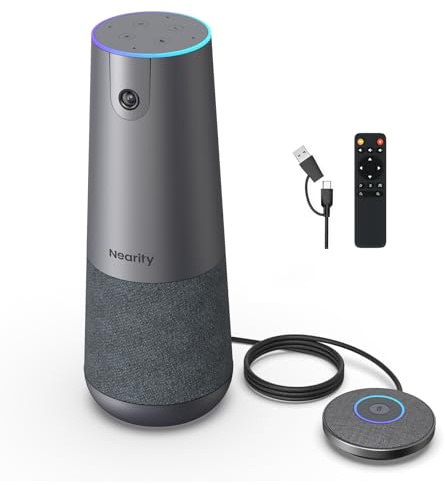 NEARITY 120 Max 4K Video Conference Camera with Microphone and Speaker, 8MP CMOS Video Conferencing System, 5X Zoom, Auto Framing, 4 Noise Cancelling Mics, 42ft Voice Pick Up for PC/Laptop/Smartboard