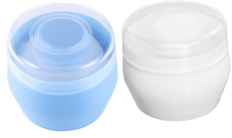 DECHOUS Babypuderquastenbehälter 2 Stück zur Aufbewahrung von Babypuder und Talkumpuder mit Weichem Fluff und Pp Kunststoff Tragbare Puderdose für Täglichen Gebrauch zu Hause