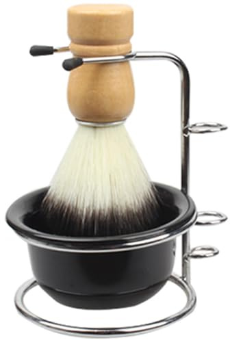 Homoyoyo Brocha de Afeitar para Fácil Aplicación de Nylon Kit de Afeitado para Hombre y Soporte de Acero Inoxidable Cuenco Ergonómico y Producción de Espuma