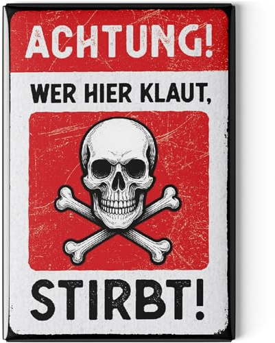 LANOLU Kühlschrankmagnete lustig- Achtung Wer Hier klaut, stribt! -lustige Magnete mit Sprüchen und witzigen Motiven 8x5,5cm