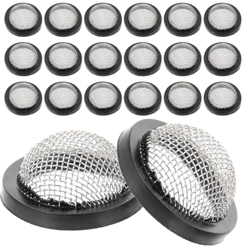 IOBIDDYS 25pcs Garden Hose Filter with Rubber Washer and Stainless Steel Screen, Compatible with Household Appliances, Prevents Clogs and Leaks, for Garden Hose and Washing Machine
