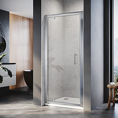 ELEGANT 860mm Pivot Hinge Shower Enclosure 6mm Glass Reversible Cubicle Door