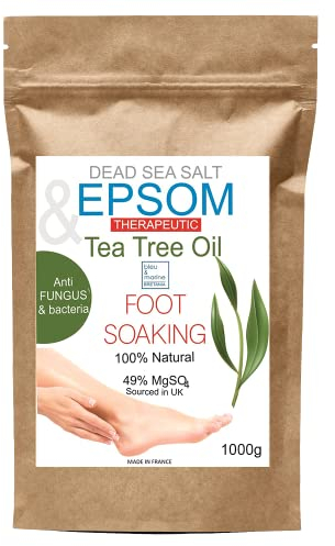 Bleu & Marine Bretania Epsom Bath Salts 1000g | Infused with Tea Tree & Peppermint Oils | Foot Soak, Spa Therapy, Skin & Callus Remover, 1kg Pack