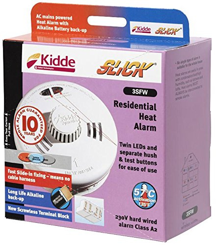 KIDDE 3SFW 230V Mains Heat Alarm Class A2 with Long-life Battery Back-up