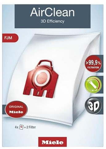 Miele FJM Vacuum Cleaner Bags, 4-Pack for Select Canister Vacuums