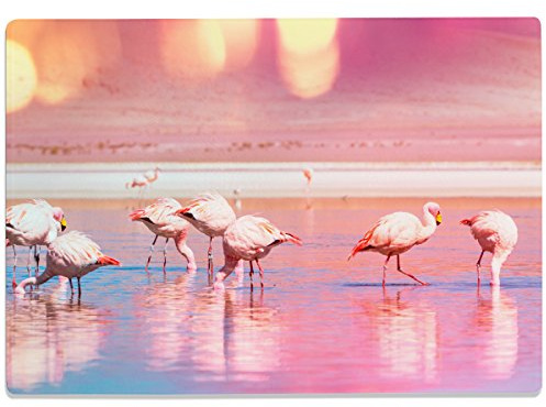 WANDKINGS Glasschneidebrett „Flamingos im Wasser“ - Motiv wählbar - Glasschneideplatte, Schneidebrett aus Glas, Frühstücksbrettchen