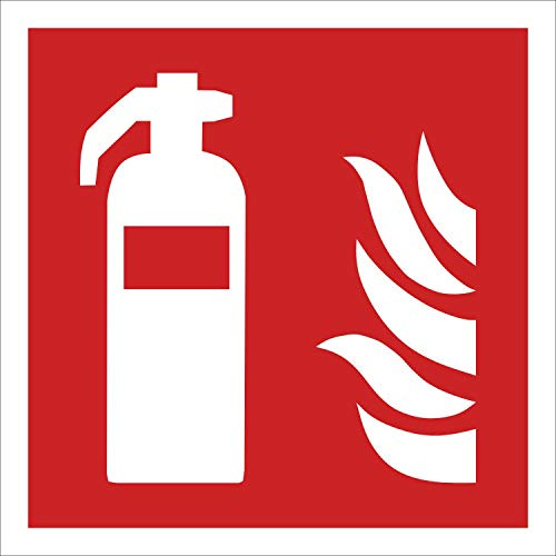Aufkleber Feuerlöscher Brandschutzzeichen nachleuchtend 150 x 150 mm | Bedruckte nachleuchtende Folie, selbstklebend, langnachleuchtend nach ASR A1.3, Made in Germany