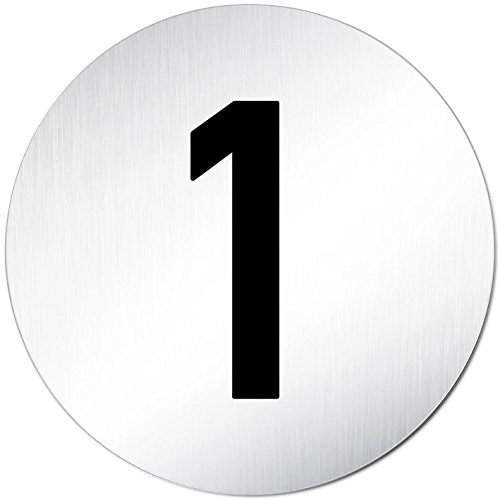 XXL Türschild • Ziffern - Zahlen Schild - Türnummer • Ø 100mm • Aluminium (eloxiert) • Türschild Hinweisschild • Schild (Zahl/Ziffer 1)