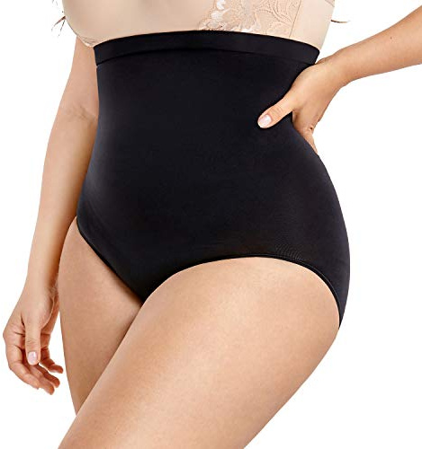 Delimira Women's High Waist Tummy Control Panties Body Shaper Seamless Shapewear Black 16