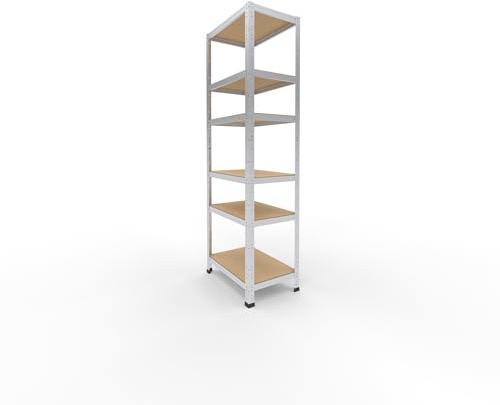 shelfplaza Home 180x40x60cm Schwerlastregal verzinkt mit 6 Böden x 145kg | Kellerregal · Lagerregal · Metallregal · Regale für Kellerraum · Steckregal · Abstellraum Regal