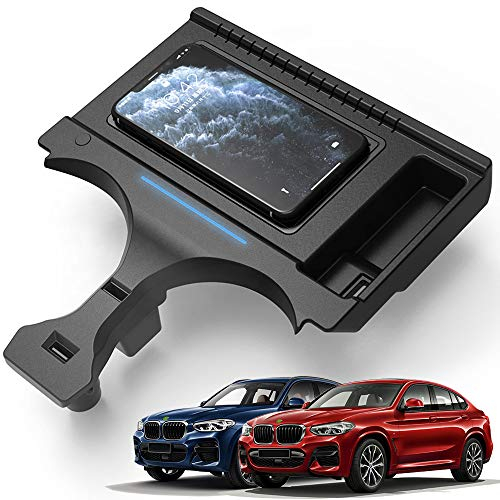 Braveking1 Wireless Car Charger for BMW X3/X4 2019 2020 Center Console Accessory Panel, 15W Fast Charging Phone Charger Pad with USB Port for iPhone 11/XS/XR/X/8 Samsung S20/S10/S9/S8 Any Qi Phone