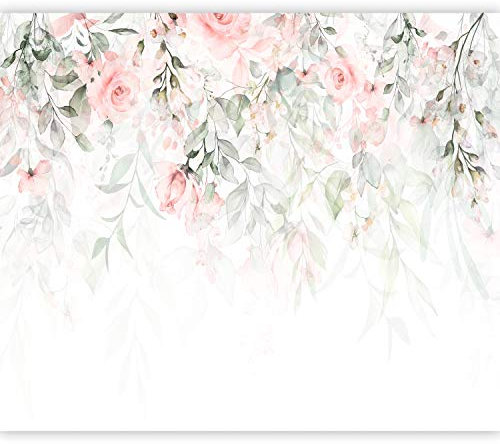 murando Fotomurales Hojas 350x256 cm XXL Papel pintado tejido no tejido Decoración de Pared decorativos Murales moderna Diseno Fotográfico Pasillo Rosa Naturaleza Plantas Como Pintado b-A-0697-a-b