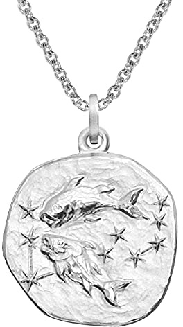trendor Sternzeichen Fische Ø 20 mm und Halskette 925 Silber 51610-03 | Tierkreiszeichen Anhänger für Damen oder Herren, zauberhafte Sternzeichenkette