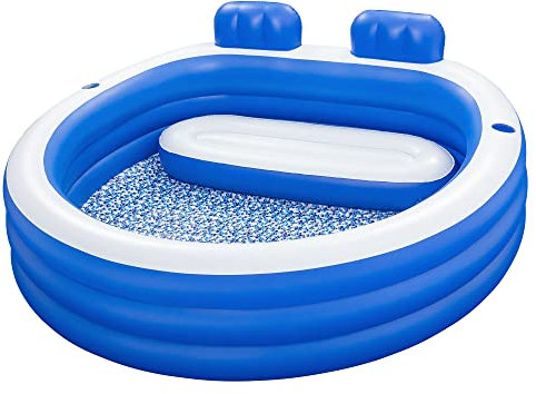 H2OGO! Splash Paradise 7'7 x 7'2 x 31 Inflatable Family Pool | Blow Up Swimming Pool for Kids and Adults | Includes Headrests, Bench Seat, Built-in Cup Holders