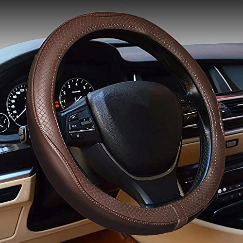 Gomass - Coprivolante per auto, antiscivolo, sicuro, morbido, traspirante, resistente, spesso, copertura completa, stile sportivo (marrone)