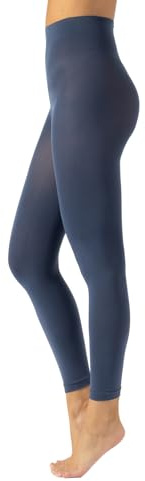 CALZITALY Blickdichte Leggings, Leggings aus Mikrofaser, Strumpfhose ohne Füße 80 DEN | S, M, L, XL, XXL, 3XL, 4XL | Made in Italy (L, Blue Jeans)
