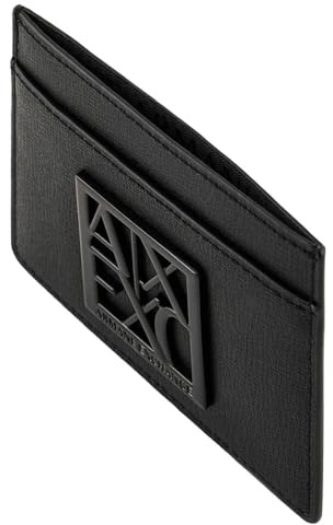Armani Exchange Women's Essential, Susy, Metal Square Logo Travel Accessory- Envelope Card Holder, Black, One Size