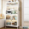 Fiutazge Mueble Auxiliar Cocina con Ruedas,Vitrina,Mueble Comedor,Moderno Armario Alto de Cocina con Puertas y Estantes Ajustables para Sala de Estar, Comedor, Entrada 66 x 36 x 160 cm Blanco