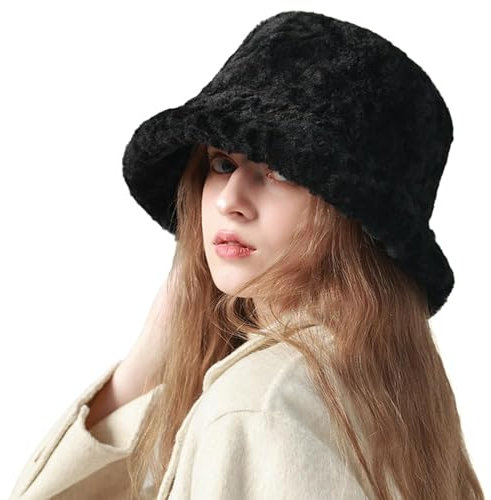 Damen Winter Fuzzy Faux Fur Bucket Hat Warme Kappe Slouchy Warmer Fisherman Hüte Für Frauen Fischerhut Damen Winter Fischermütze Damen Angler Hut Winter