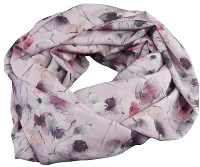 bettina bruder - Damen-Loop Schlauchschal Aquarell Blumen rosa grau bunt - 100% Viskose