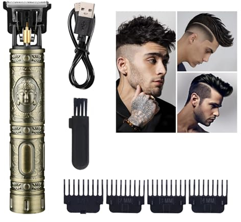 Set professionale di tagliacapelli da uomo, con pettini di guida, per barba, da uomo, a forma di T, per parrucchiere, ricaricabile, regalo