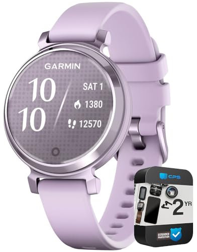 Garmin Lily 2 010-02839-01 Smartwatch lilla metallizzato con cinturino in silicone lilla | Modello partner ufficiale USA | Bundle con 2 anni CPS Enhanced Protection Pack