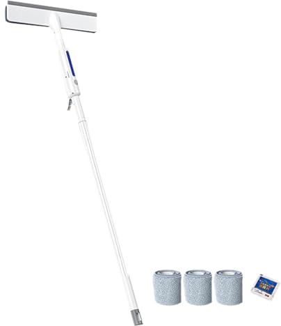 PERZOE Mini Cleaning Wipe Spray Window Cleaner Scratch-Proof Retractable Double-Sided Squeegee for Household Long Handle Portable Efficient Ideal Kitchen A 35cm