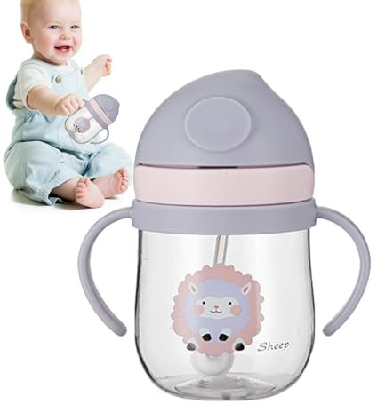 Dranng Niedliche Trinkbecher,Schnabelbecher für Kinder,250 ml rutschfeste Trinkflasche mit Skala | Niedliche Wasserflasche mit Griffen für Kinder ab 6 Monaten, Cartoon-Trinkbecher für Picknicks