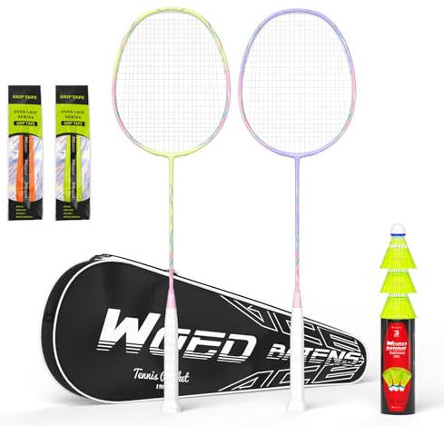 Professional Carbon Fiber Badminton Rackets Badminton Racquet for Backyards Gym(2/4 Packs)