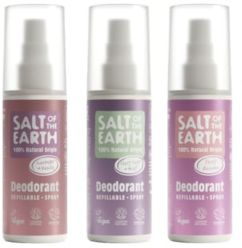 Salt of the Earth - Floral Scent Bundle - Natural Deodorant Sprays - Lavender & Vanilla, Peony Blossom, Clary Sage & Mint - Suitable for Men, Women & Kids - 100ml