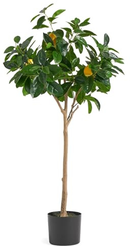 Leaf Design UK konstgjord citronträd växt svart plastkruka